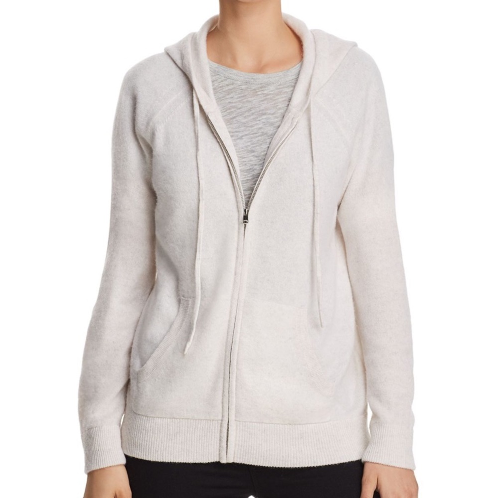 Aqua Zip Up Hoodie Cashmere Sweatshirt Ash XS
